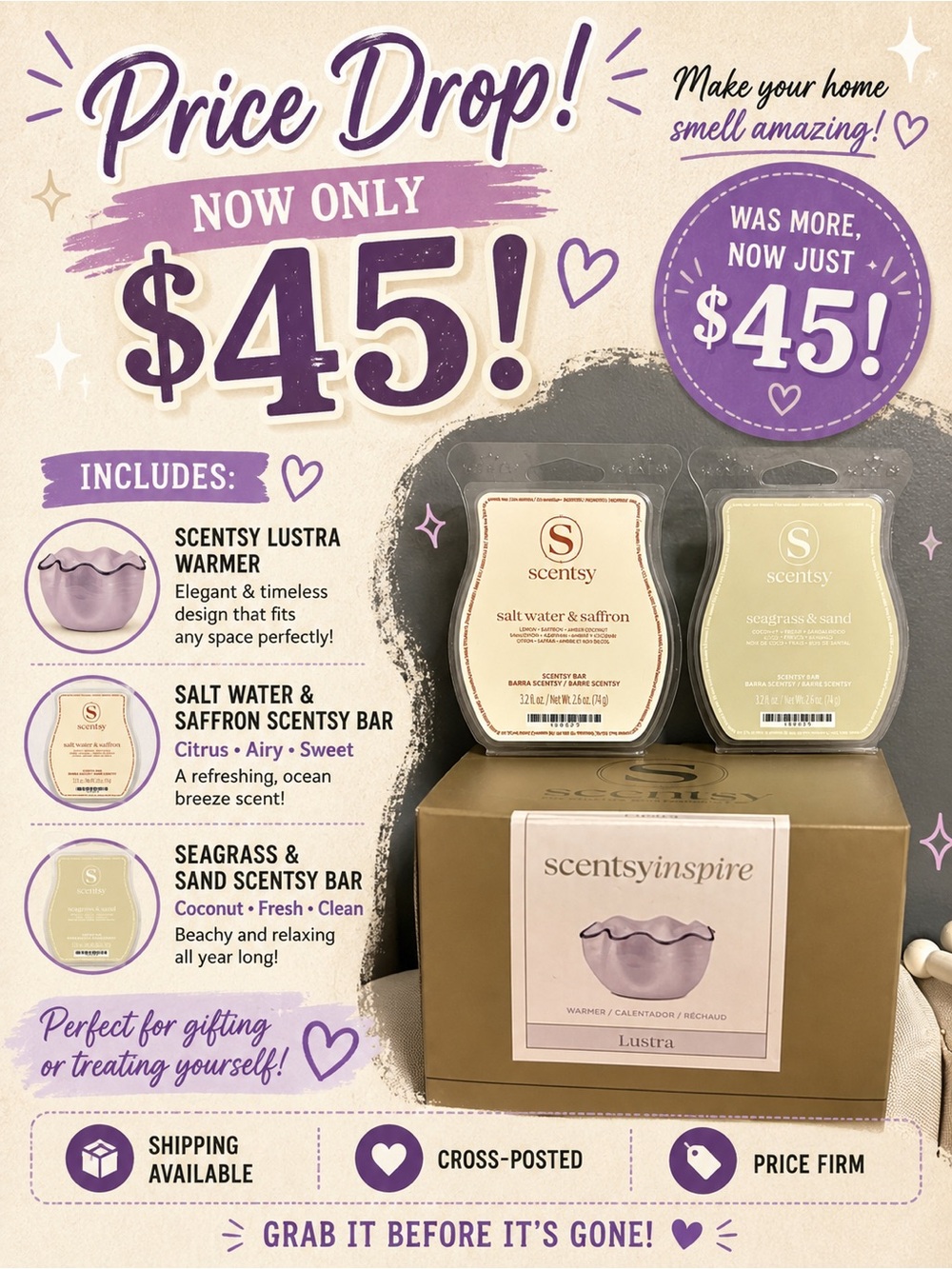 Scentsy Lustra Gift Set with Wax Bars